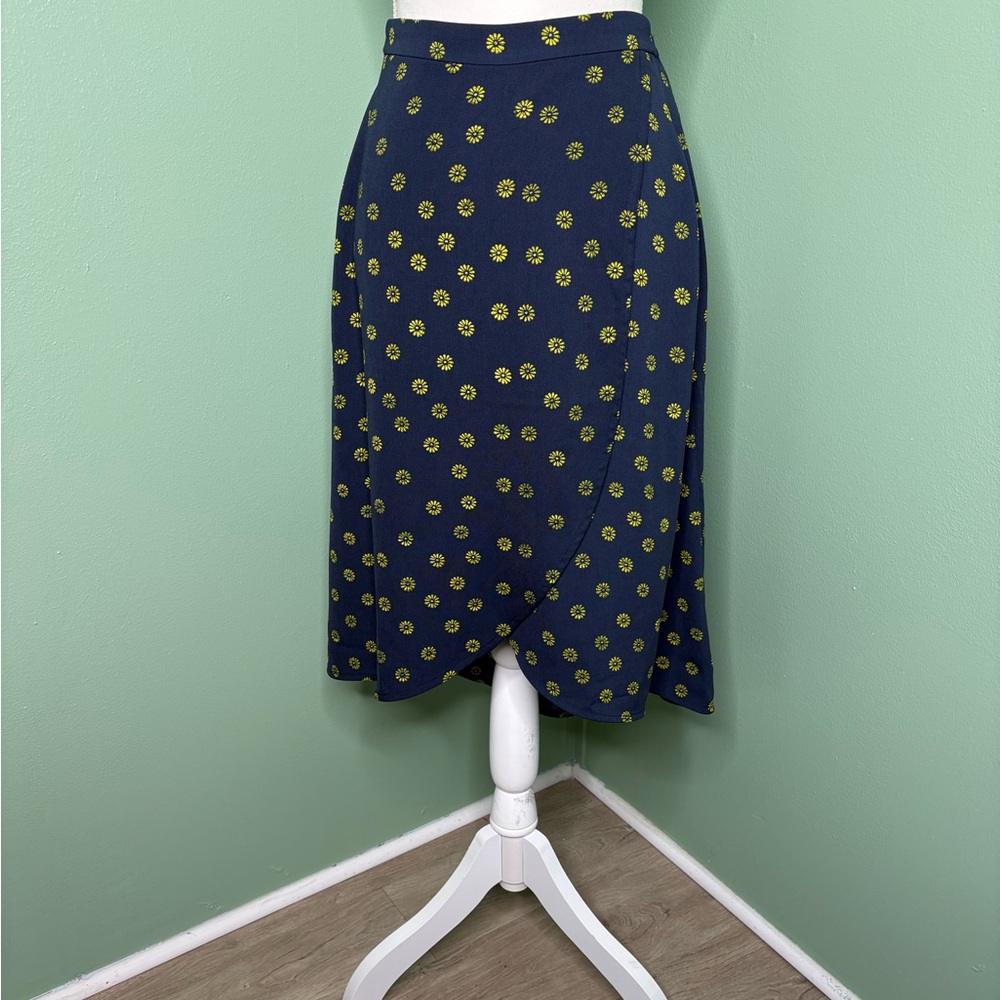 J. Crew Factory Asymmetrical Skirt in Navy and Yellow Floral - Picture 1 of 6